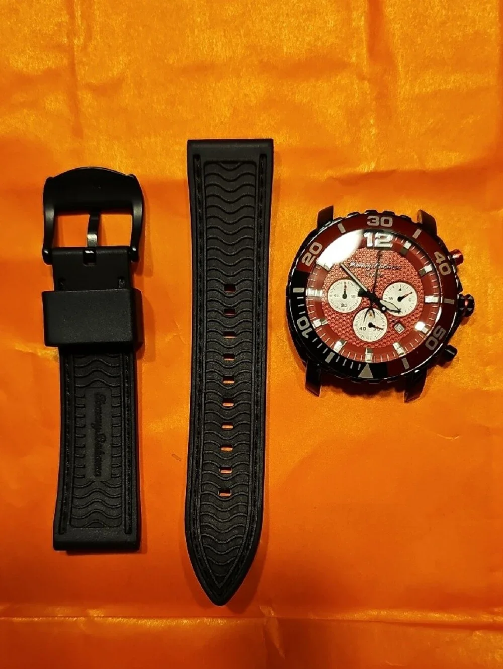 Tommy Bahama Black and Red Men's Quartz Chronograph Atlantis Sports Watch.